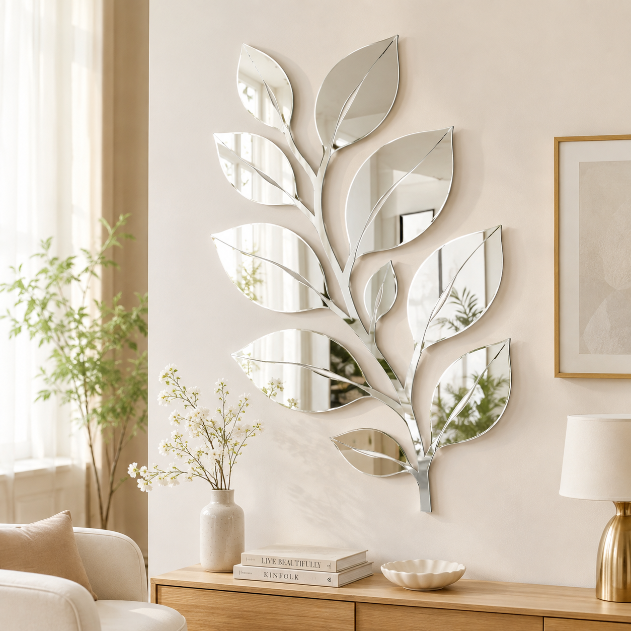 Leaf Mirror Living Room