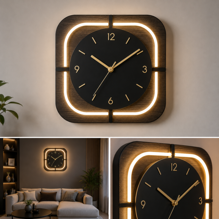 Modern Neon Decorative Wall Clock